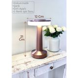 Dokunmatik Masa Ve Gece Lambası Dokunmatik Lamba Abajur Led Şarjlı Masa Lambası Ledli Rose Gold 21Cm