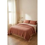 Dokuvia Natura Soft Ekru 4 Kat Müslin Çift Kişilik Yatak Örtüsü 220X230 cm %100 Pamuk Çok Amaçlı Koltuk Örtüsü ve Tv Battaniyesi - Kiremit - 220 x 230 cm