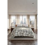 Dokuvia Terra Mosaic 5 Kat Dolgulu Müslin Çift Kişilik Yatak Örtüsü %100 Pamuk Çift Taraflı Jakar Geometrik Desen 220X240 cm - Antrasit - 220 x 240 cm