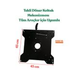 Dokya Dizayn Karavanlar İçin Tekli Döner Koltuk Mekanizması- Çelik Malzeme - 45X45 Cm