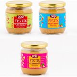 Dola Fıstık Ezmesi Seti 3'lü Glutensiz, Parçacıklı-Klasik-Şekersiz Fıstık Ezmesi - 350 gr