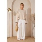 dolabımdakalsın Kadın bej oversize düşük omuz bisiklet yaka basic bluz TG006