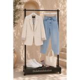 dolabımdakalsın Kadın klasik yaka uzun kollu krep kumaş blazer ceket DKEF003