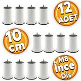 Dolap Baza Koltuk Kanepe Mobilya Destek Ayağı Metal Ince Diş Civatalı Metrik 8 Beyaz 10 Cm 12Adet