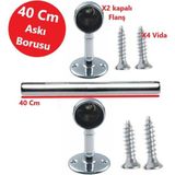 Dolap Içi 40 cm yuvarlak Elbise Askı Borusu, Tavan Askı Aparatı