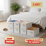 Dolap Içi Düzenleyici 2li FIYONK-45CMX25CMX20,RAF Düzenleyici,katlanabilir Kıyafet Saklama Kutusu - 1BW-Beyaz