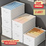 Dolap Içi Düzenleyici 3 Lü FIYONK-45CMX25CMX20,RAF Düzenleyici,katlanabilir Kıyafet Saklama Kutusu - 1BW-Beyaz