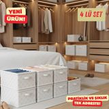 Dolap Içi Düzenleyici 4lü FIYONK-45CMX25CMX20,RAF Düzenleyici,katlanabilir Kıyafet Saklama Kutusu - 1BW-Beyaz