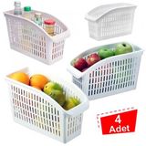 DOLAP İÇİ DÜZENLEYİCİ SEPET BUZDOLABI DÜZENLEYİCİ MUTFAK ORGANİZER SET 4 ADET RAF SEPET