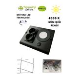 Dolap Tezgah Altı 2'Li Priz Ve 3 Watt Anahtarlı Led Spot Aydınlatma (Siyah Kasa) Işık Ve Akıllı Priz