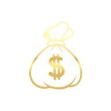 Dolar Para Çantası Araba Sticker 17X17 Cm Gold
