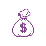 Dolar Para Çantası Araba Sticker 17X17 Cm Mor