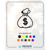 Dolar Para Çantası Araba Sticker 17X17 Cm Siyah