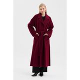 Dolce Bella Kadın Bornoz Kapama Oversize Kaşe Kaban - 36 - Bordo