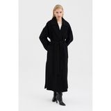 Dolce Bella Kadın Bornoz Kapama Oversize Kaşe Kaban - 40 - Siyah
