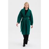 Dolce Bella Kadın Oversize Çift Cepli Kısa Kaşe Kaban - 40 - Zümrüt