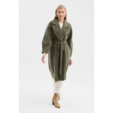 Dolce Bella Kadın Oversize Çift Cepli Kısa Kaşe Kaban - 42 - Haki