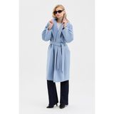 Dolce Bella Kadın Oversize Çift Cepli Kısa Kaşe Kaban - 46 - Mavi