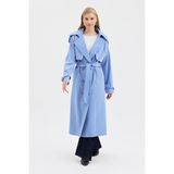 Dolce Bella Kadın Reglan Kol Rüzgarlık Detaylı Trençkot - Mavi - 38