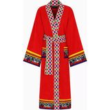 Dolce & Gabbana Casa Unisex Carretto Siciliano Bornoz, Pamuklu, Yumuşak, Şık Kimono Kesim - XL - Kırmızı