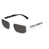 Dolce & Gabbana DG 6203 Dikdörtgen Güneş Gözlüğü, 56 mm, Beyaz Çerçeve, Koyu Gri Cam