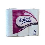 Dolce Kağıt Havlu 6 Rulo Kokusuz 2 Katlı Ultra Emici Mutfak ve Temizlik Kullanımı - Beyaz