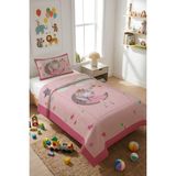 Dolce Mariee Aydaki Kız Temalı Kadife Kumaş Çocuk Yatak Örtüsü Seti (2 Parça) TKY0031 - Renkli - 180 x 240 cm