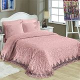 Dolce Mariee Fransız Güpürlü Pudra 230x250 cm 6 Parça Battaniye Set