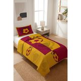 Dolce Mariee Futbol Temalı Kadife Kumaş Çocuk ve Genç Yatak Örtüsü Seti (2 Parça) TKY0036 - Renkli - 180 x 240 cm