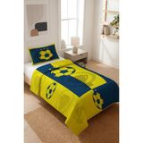 Dolce Mariee Futbol Temalı Kadife Kumaş Çocuk ve Genç Yatak Örtüsü Seti (2 Parça) TKY0037 - Renkli - 180 x 240 cm