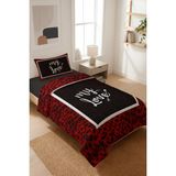 Dolce Mariee My Love Yazılı Kadife Kumaş Kapitoneli Tek Kişilik Yatak Örtüsü Seti (2 Parça) TKY0044 - Renkli - 180 x 240 cm
