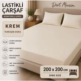 Dolce Mariee Pamuklu Lastikli Çarşaf – Tam Oturan, Nefes Alan Kumaş - 200x200 King Size - Krem