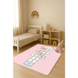 Dolce Mariee Parlak Kadife Kumaş Dijital Baskı Dot Kaymaz Tabanlı Çocuk ve Genç Odası Halısı H0752 - 120 x 180 cm - Renkli