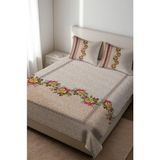Dolce Mariee Parlak Kadife Kumaş Kapitoneli Çift Kişilik Yatak Örtüsü Seti (3 Parça) CKY0017 - Renkli - 240 x 260 cm