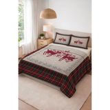 Dolce Mariee Parlak Kadife Kumaş Kapitoneli Çift Kişilik Yatak Örtüsü Seti (3 Parça) CKY0022 - Renkli - 240 x 260 cm