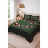 Dolce Mariee Parlak Kadife Kumaş Kapitoneli Çift Kişilik Yatak Örtüsü Seti (3 Parça) CKY0041 - Renkli - 240 x 260 cm