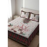 Dolce Mariee Parlak Kadife Kumaş Kapitoneli Çift Kişilik Yatak Örtüsü Seti (3 Parça) CKY0043 - Renkli - 240 x 260 cm