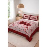 Dolce Mariee Parlak Kadife Kumaş Kapitoneli Çift Kişilik Yatak Örtüsü Seti (3 Parça) CKY0045 - Renkli - 240 x 260 cm
