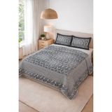 Dolce Mariee Parlak Kadife Kumaş Kapitoneli Çift Kişilik Yatak Örtüsü Seti (3 Parça) CKY0052 - Renkli - 240 x 260 cm