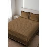 Dolce Mariee Parlak Kadife Kumaş Kapitoneli Çift Kişilik Yatak Örtüsü Seti (3 Parça) CKY0057 - Renkli - 240 x 260 cm