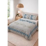 Dolce Mariee Parlak Kadife Kumaş Kapitoneli Çift Kişilik Yatak Örtüsü Seti (3 Parça) CKY0061 - Renkli - 240 x 260 cm