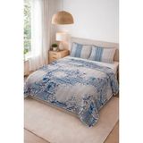 Dolce Mariee Parlak Kadife Kumaş Kapitoneli Çift Kişilik Yatak Örtüsü Seti (3 Parça) CKY0062 - Renkli - 240 x 260 cm