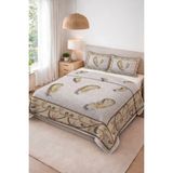 Dolce Mariee Parlak Kadife Kumaş Kapitoneli Çift Kişilik Yatak Örtüsü Seti (3 Parça) CKY0070 - Renkli - 240 x 260 cm