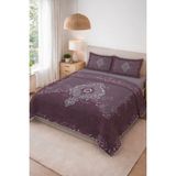 Dolce Mariee Parlak Kadife Kumaş Kapitoneli Çift Kişilik Yatak Örtüsü Seti (3 Parça) CKY0072 - Renkli - 240 x 260 cm