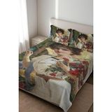 Dolce Mariee Parlak Kadife Kumaş Kapitoneli Çift Kişilik Yatak Örtüsü Seti (3 Parça) CKY0075 - Renkli - 240 x 260 cm