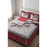 Dolce Mariee Parlak Kadife Kumaş Kapitoneli Çift Kişilik Yatak Örtüsü Seti (3 Parça) CKY0085 - Renkli - 240 x 260 cm