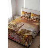 Dolce Mariee Parlak Kadife Kumaş Kapitoneli Çift Kişilik Yatak Örtüsü Seti (3 Parça) CKY0086 - Renkli - 240 x 260 cm
