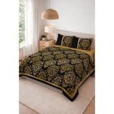 Dolce Mariee Parlak Kadife Kumaş Kapitoneli Çift Kişilik Yatak Örtüsü Seti (3 Parça) CKY0090 - Renkli - 240 x 260 cm