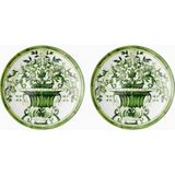 Dolce&gabbana Casa Verde Maiolica, Italyan Tasarımı 2’li Porselen Tatlı Tabağı - 19 cm - Yeşil