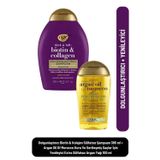 Dolgunlaştırıcı Biotin & Kolajen Sülfatsız Şampuan 385 ml + Argan Oil Of Morocco Kuru Ve Sertleşmiş Saçlar İçin Yenileyi